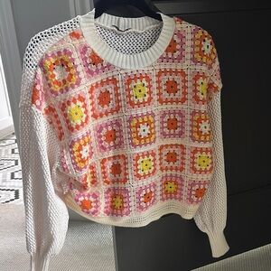 Zara Colorful Crochet Sweater